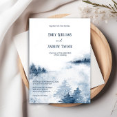 Waterverf mistige bos huwelijksuitnodiging kaart