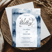Waterverf mistige bos huwelijksuitnodiging kaart