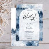 Waterverf mistige bos huwelijksuitnodiging kaart