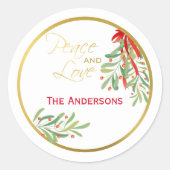 Waterverf Mistletoe | Aangepaste feestdag Ronde Sticker (Voorkant)