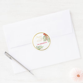 Waterverf Mistletoe | Aangepaste feestdag Ronde Sticker
