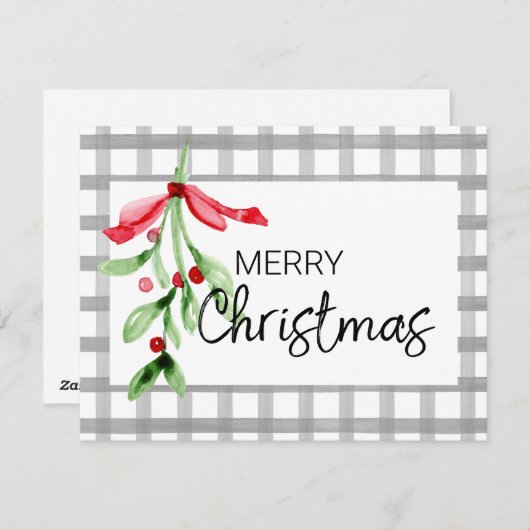 Waterverf Mistletoe - aangepaste kerstkaart (Voorkant / Achterkant)