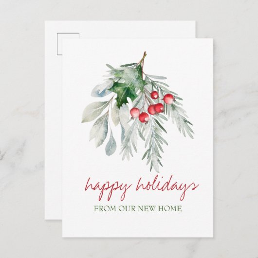 Waterverf Mistletoe Aankondigingskaart (Voorkant / Achterkant)