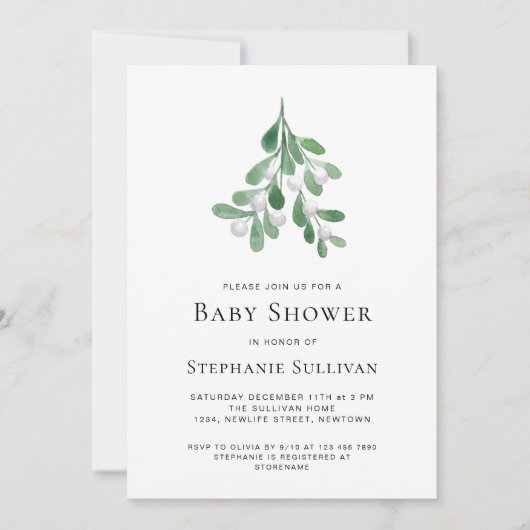 Waterverf Mistletoe-Baby shower Kaart (Voorkant)