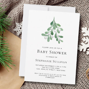 Waterverf Mistletoe-Baby shower Kaart