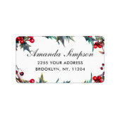 Waterverf Mistletoe Berry Branch kerstretour Etiket (Voorkant)