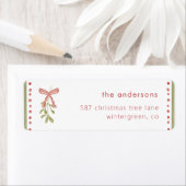 Waterverf Mistletoe Boog Kerst Retouradres Etiket (Insitu)