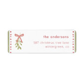 Waterverf Mistletoe Boog Kerst Retouradres Etiket (Voorkant)
