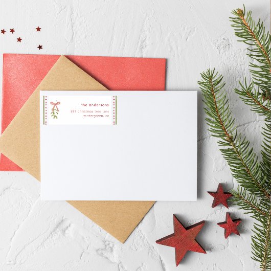 Waterverf Mistletoe Boog Kerst Retouradres Etiket
