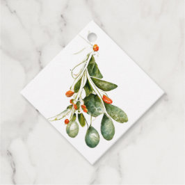 Waterverf Mistletoe Christmas Gift Tags Bedankjes Labels