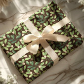 Waterverf Mistletoe Elegant Bruin Bloemenvakantie Cadeaupapier