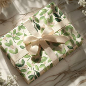 Waterverf Mistletoe Elegant Green Floral Holiday Cadeaupapier