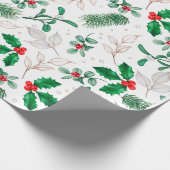Waterverf Mistletoe en Pine Branch Cadeaupapier (Hoek)