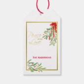 Waterverf Mistletoe & Gold | Aangepaste feestdag Cadeaulabel (Voorkant)