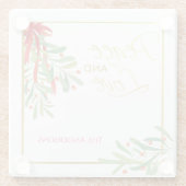 Waterverf Mistletoe & Gold | Aangepaste feestdag Glazen Onderzetter (Achterkant)