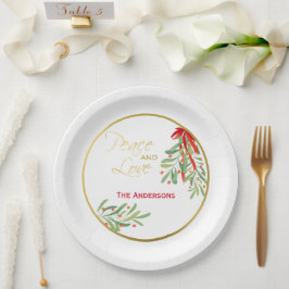 Waterverf Mistletoe & Gold | Aangepaste feestdag Papieren Bordje