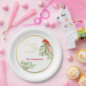 Waterverf Mistletoe & Gold | Aangepaste feestdag Papieren Bordje (Feest)