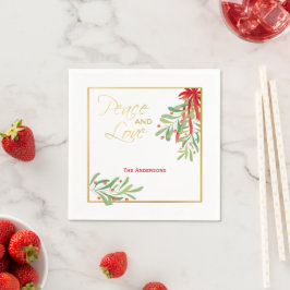 Waterverf Mistletoe & Gold | Aangepaste feestdag Servet