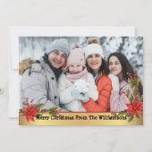 Waterverf Mistletoe Gold kerstfoto Feestdagenkaart (Voorkant)