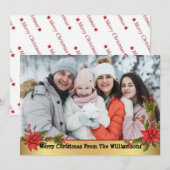 Waterverf Mistletoe Gold kerstfoto Feestdagenkaart (Voorkant / Achterkant)