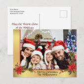 Waterverf Mistletoe Gold Lijst kerstfoto Feestdagenkaart (Voorkant / Achterkant)