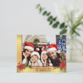 Waterverf Mistletoe Gold Lijst kerstfoto Feestdagenkaart (Staand voorkant)
