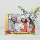 Waterverf Mistletoe Gold Lijst kerstfoto Feestdagenkaart (Staand voorkant)