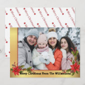 Waterverf Mistletoe Gold Lijst kerstfoto Feestdagenkaart (Voorkant / Achterkant)