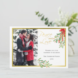 Waterverf Mistletoe & Gold | Vakantieknopkaart Feestdagenkaart