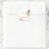 Waterverf Mistletoe & Goud | Feestdagen Vierkante Sticker (Tas)