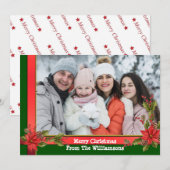 Waterverf Mistletoe Green Lijst kerstfoto Feestdagenkaart (Voorkant / Achterkant)