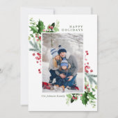 Waterverf Mistletoe Holly Berry Kerstmis FOTO Feestdagenkaart (Voorkant)