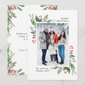 Waterverf Mistletoe Holly Berry Kerstmis FOTO Feestdagenkaart (Voorkant / Achterkant)