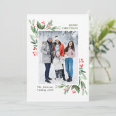 Waterverf Mistletoe Holly Berry Kerstmis FOTO Feestdagenkaart (Staand voorkant)