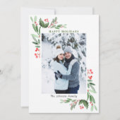 Waterverf Mistletoe Holly Berry Kerstmis FOTO Feestdagenkaart (Voorkant)