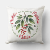 Waterverf Mistletoe Hulst Bessen Kerstmis Kussen (Voorkant)
