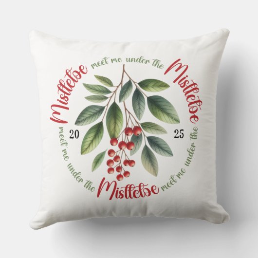 Waterverf Mistletoe Hulstbessen Kerstmis Kussen (Achterkant)