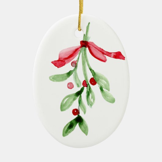 Waterverf Mistletoe - Keramische kerstversiering Keramisch Ornament (Voorkant)