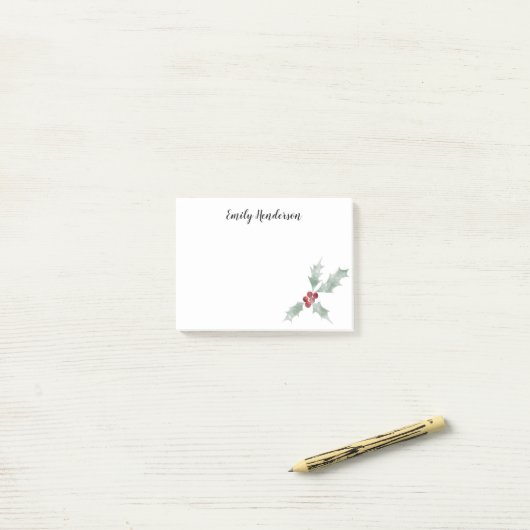 Waterverf Mistletoe Kerstfeestdag Post-it® Notes (Op bureau)