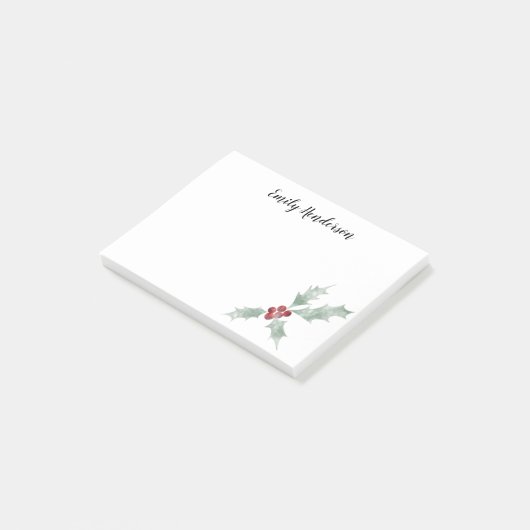 Waterverf Mistletoe Kerstfeestdag Post-it® Notes (Schuin)