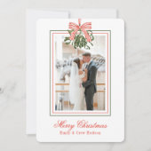 Waterverf Mistletoe Kerstfoto Feestdagenkaart (Voorkant)