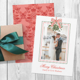 Waterverf Mistletoe Kerstfoto Feestdagenkaart
