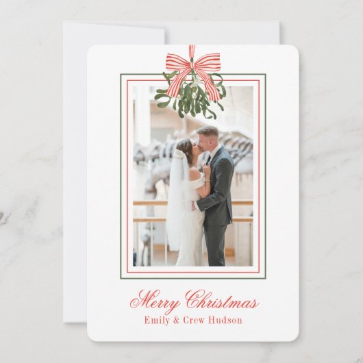Waterverf Mistletoe Kerstfoto Feestdagenkaart (Voorkant)