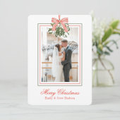 Waterverf Mistletoe Kerstfoto Feestdagenkaart (Staand voorkant)