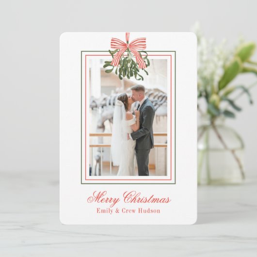 Waterverf Mistletoe Kerstfoto Feestdagenkaart (Staand voorkant)