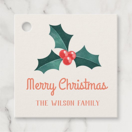 Waterverf mistletoe kerststicker bedankjes labels (Voorkant)