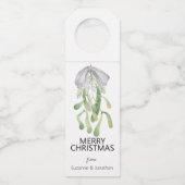 Waterverf Mistletoe lint verlaat kerst Flessenhanger (Achterkant)