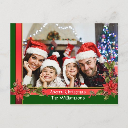 Waterverf Mistletoe met kerstfoto Feestdagenkaart (Voorkant)