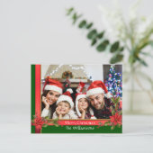 Waterverf Mistletoe met kerstfoto Feestdagenkaart (Staand voorkant)