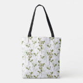 Waterverf Mistletoe Naadloos Patroon Monogram Tote Bag (Achterkant)